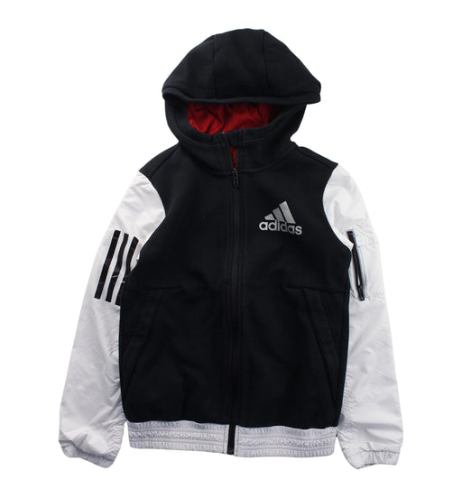 A Black Zippered Sweatshirts from Adidas in size 10Y for boy. (Front View)