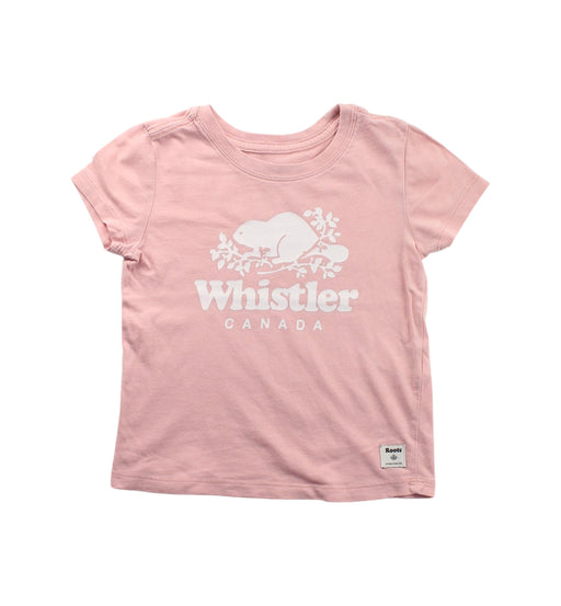 A Pink Short Sleeve T Shirts from Roots in size 2T for girl. (Front View)