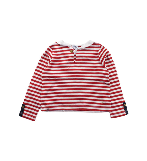 A Red Long Sleeve Polos from Petit Bateau in size 4T for girl. (Front View)