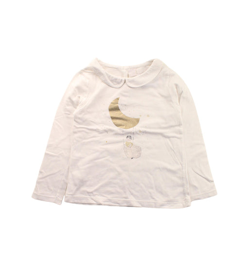 A White Long Sleeve Tops from Jacadi in size 4T for girl. (Front View)