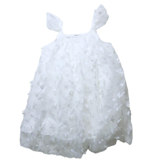 A White Sleeveless Dresses from Dolly by Le Petit Tom in size 6T for girl. (Front View)