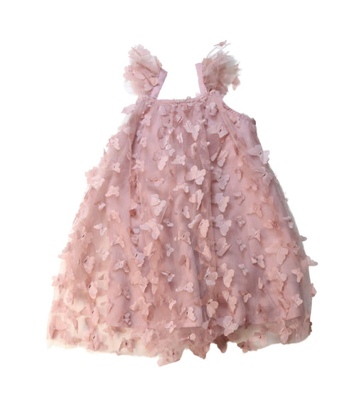 A Pink Sleeveless Dresses from Dolly by Le Petit Tom in size 4T for girl. (Front View)