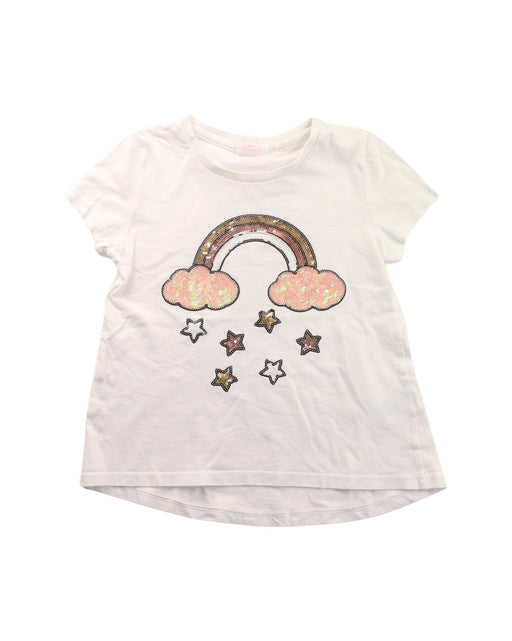 A White Short Sleeve T Shirts from Seed in size 4T for girl. (Front View)