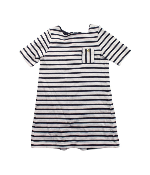 A Blue Short Sleeve Dresses from Petit Bateau in size 6T for girl. (Front View)