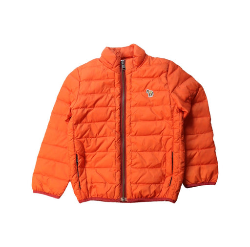 A Orange Puffer/Quilted Jackets from Paul Smith in size 4T for neutral. (Front View)