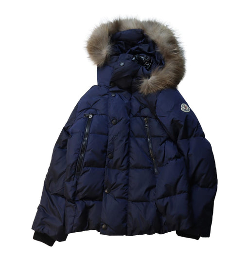 A Brown Puffer/Quilted Jackets from Moncler in size 8Y for boy. (Front View)