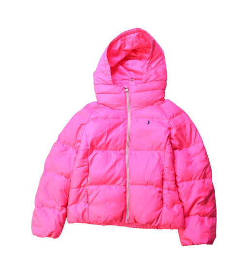 A Pink Puffer/Quilted Jackets from Polo Ralph Lauren in size 6T for girl. (Front View)