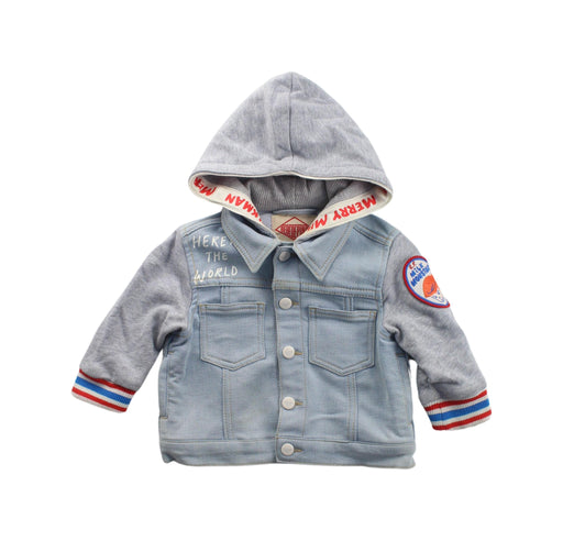 A Blue Lightweight Jackets from Bebe de Pino in size 6-12M for girl. (Front View)