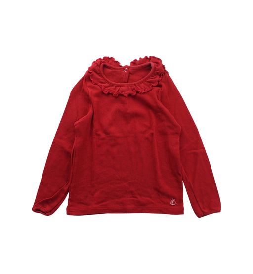 A Red Long Sleeve Tops from Petit Bateau in size 3T for girl. (Front View)