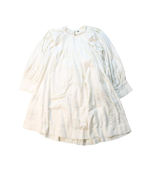 A White Long Sleeve Dresses from Velveteen in size 6T for girl. (Front View)