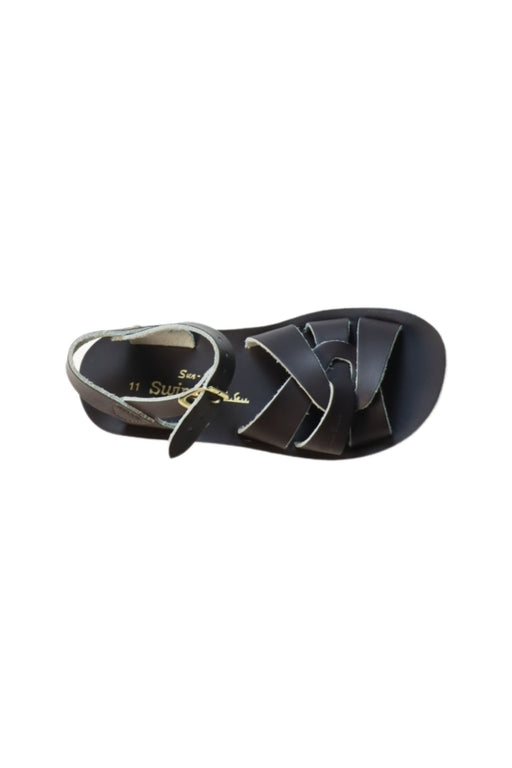 A Black Sandals from Sun-San in size 5T for girl. (Front View)