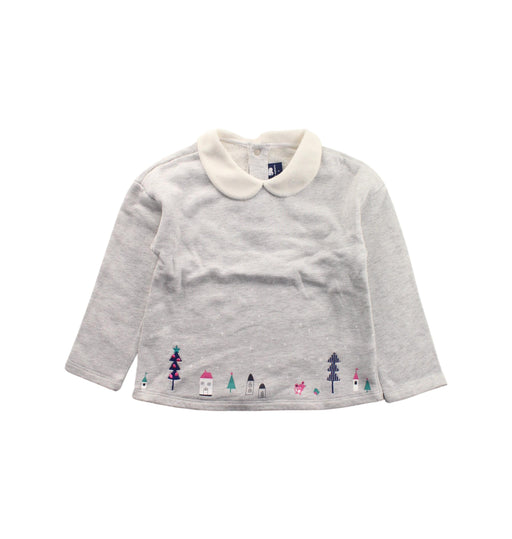 A Grey Long Sleeve Tops from Les Enphants in size 4T for girl. (Front View)