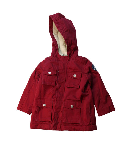 A Red Coats from Petit Bateau in size 3T for girl. (Front View)