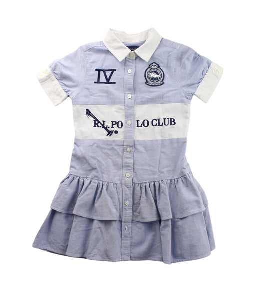 A Blue Short Sleeve Dresses from Ralph Lauren in size 5T for girl. (Front View)