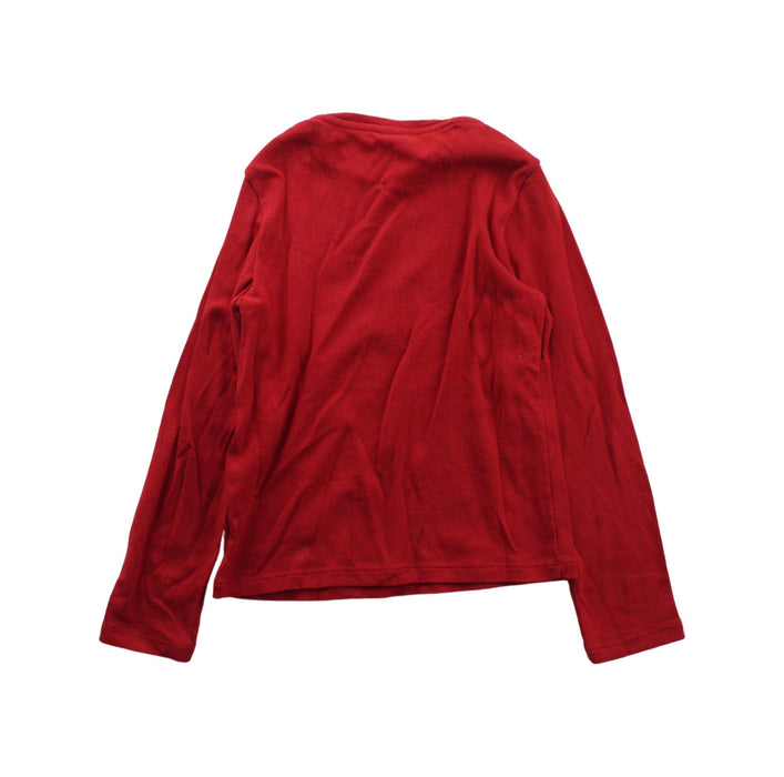 A Red Long Sleeve T Shirts from Petit Bateau in size 6T for girl. (Back View)