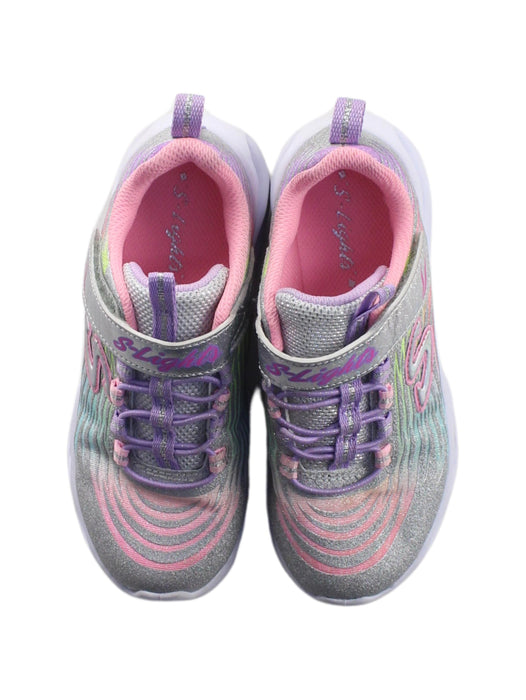 A Silver Sneakers from Skechers in size 6T for girl. (Back View)