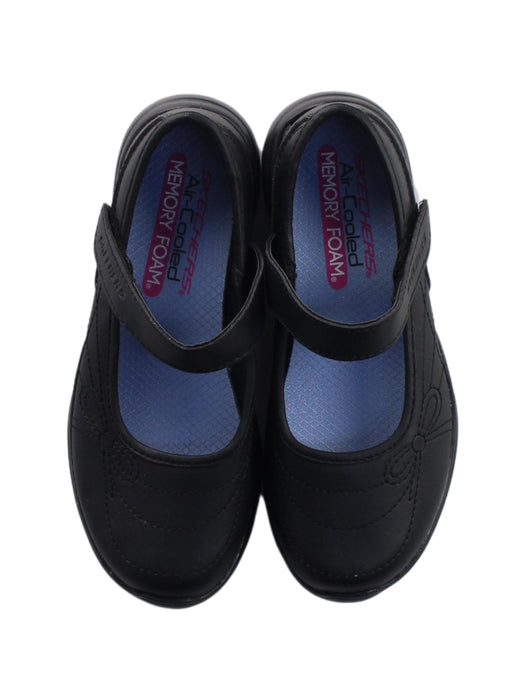 A Black Flats from Skechers in size 7Y for girl. (Back View)