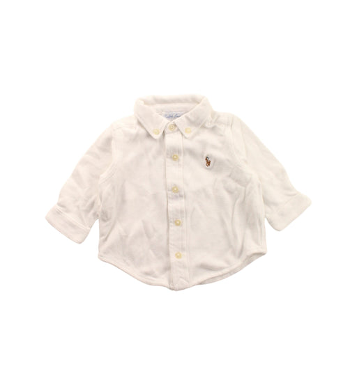 A White Long Sleeve Polos from Ralph Lauren in size 3-6M for boy. (Front View)