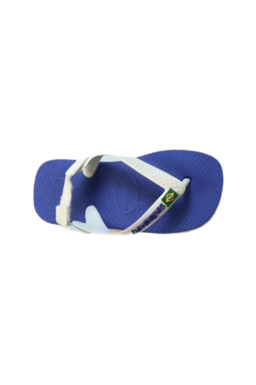 A Blue Flip Flops from Havaianas in size 3T for girl. (Front View)