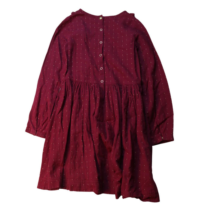 A Red Long Sleeve Dresses from Petit Bateau in size 10Y for girl. (Back View)
