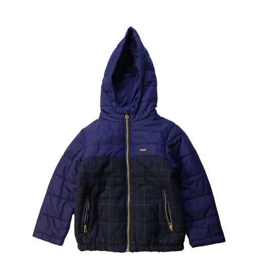 A Multicolour Puffer/Quilted Jackets from Chickeeduck in size 4T for boy. (Front View)