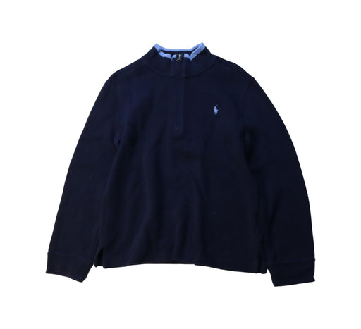 A Navy Zippered Sweatshirts from Polo Ralph Lauren in size 7Y for boy. (Front View)