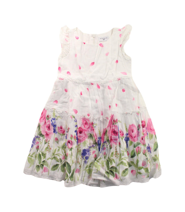 A White Short Sleeve Dresses from Monnalisa in size 4T for girl. (Front View)