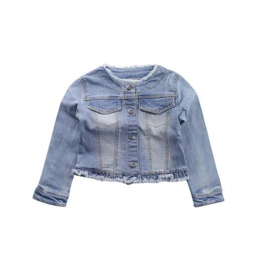 A Blue Lightweight Jackets from Mayoral in size 4T for girl. (Front View)