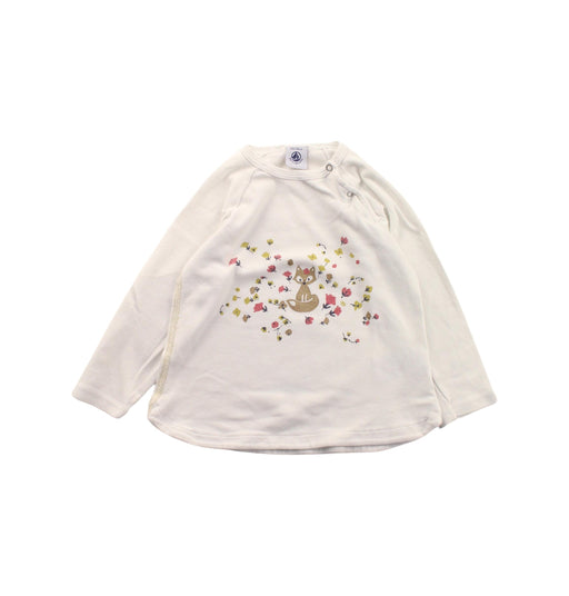 A White Long Sleeve T Shirts from Petit Bateau in size 2T for girl. (Front View)