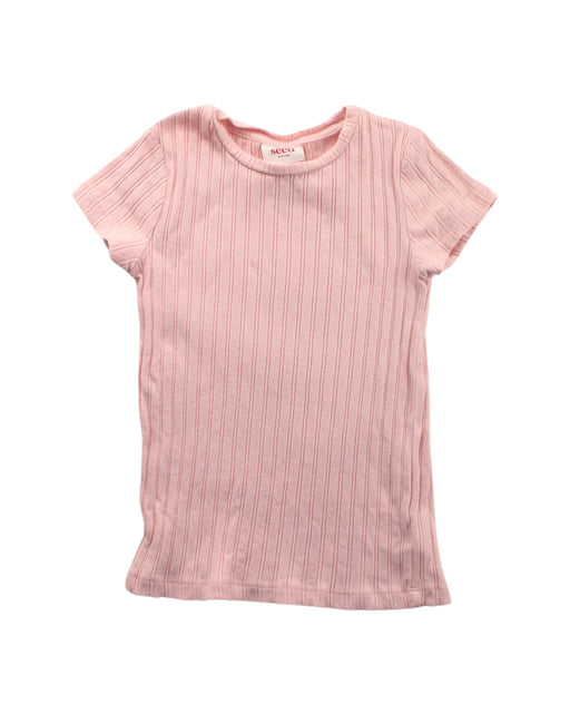 A Pink Short Sleeve T Shirts from Seed in size 6T for girl. (Front View)