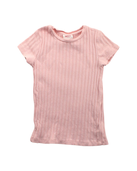A Pink Short Sleeve T Shirts from Seed in size 6T for girl. (Front View)