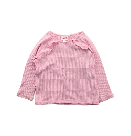 A Pink Long Sleeve Tops from Seed in size 2T for girl. (Front View)