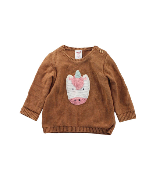 A Brown Knit Sweaters from Seed in size 3-6M for girl. (Front View)