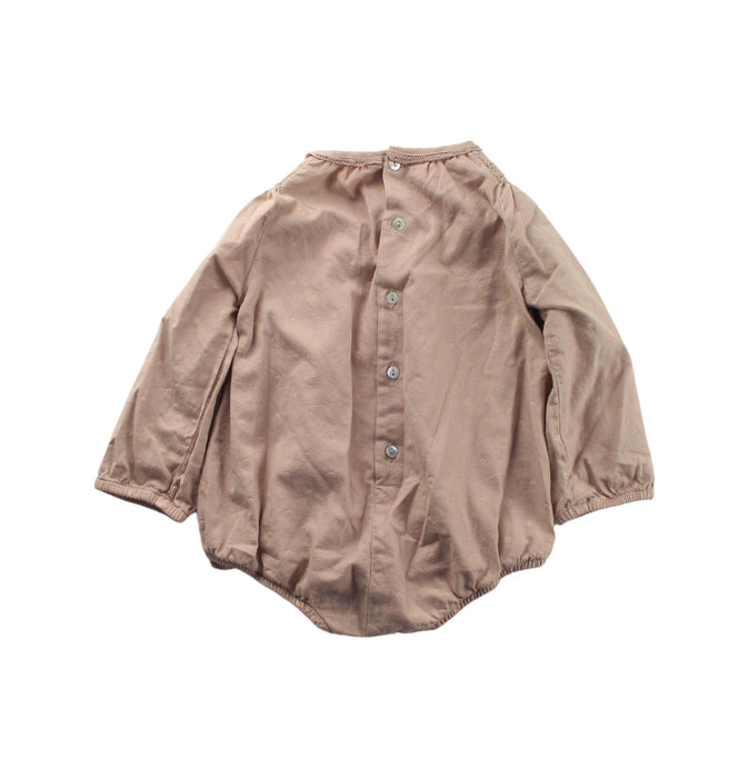 A Beige Long Sleeve Bodysuits from Laranjinha in size 6-12M for girl. (Back View)