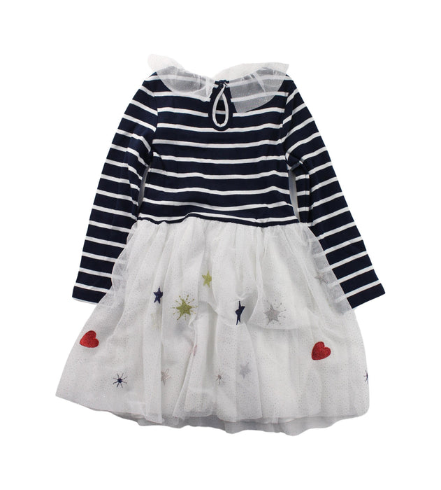 A Blue Long Sleeve Dresses from Petit Bateau in size 4T for girl. (Back View)