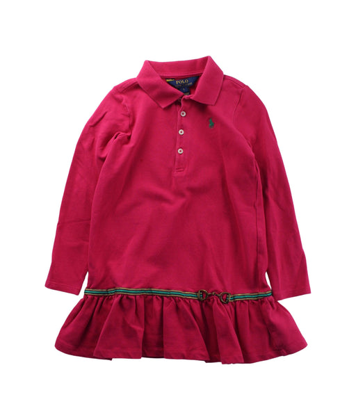 A Red Long Sleeve Dresses from Polo Ralph Lauren in size 5T for girl. (Front View)