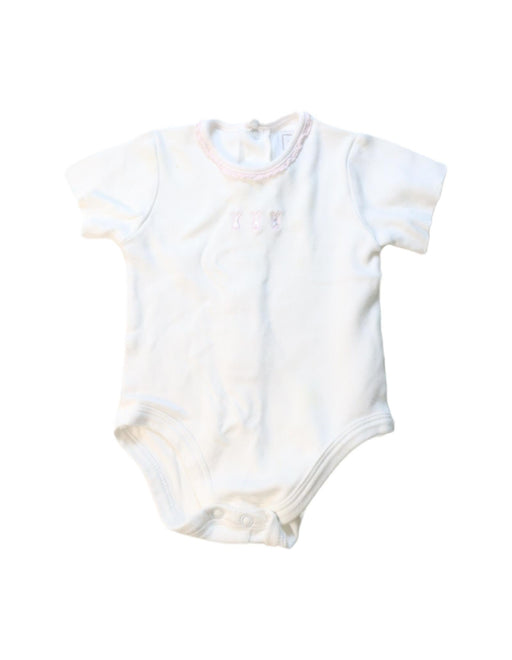 A White Short Sleeve Bodysuits from Emile et Rose in size 3-6M for girl. (Front View)
