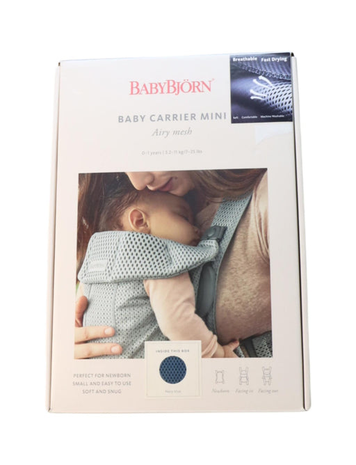 A Blue Baby Carriers from BabyBjorn in size O/S for neutral. (Front View)