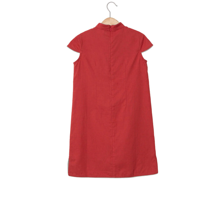 A Red Short Sleeve Dresses from Little Valley in size 3T for girl. (Back View)