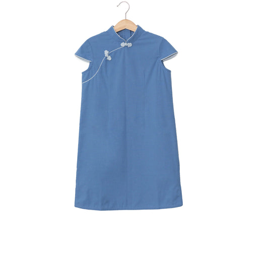 A Blue Short Sleeve Dresses from Little Valley in size 12-18M for girl. (Front View)