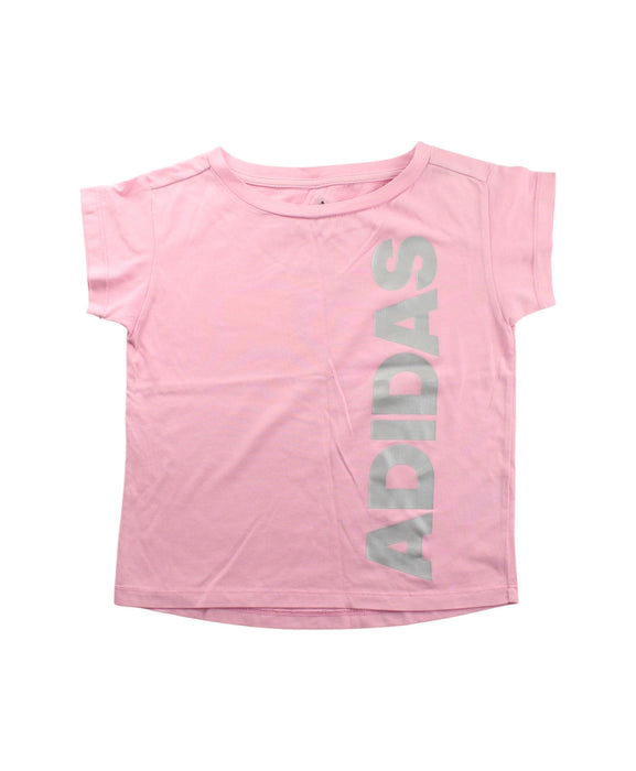 A Pink Short Sleeve T Shirts from Adidas in size 7Y for girl. (Front View)