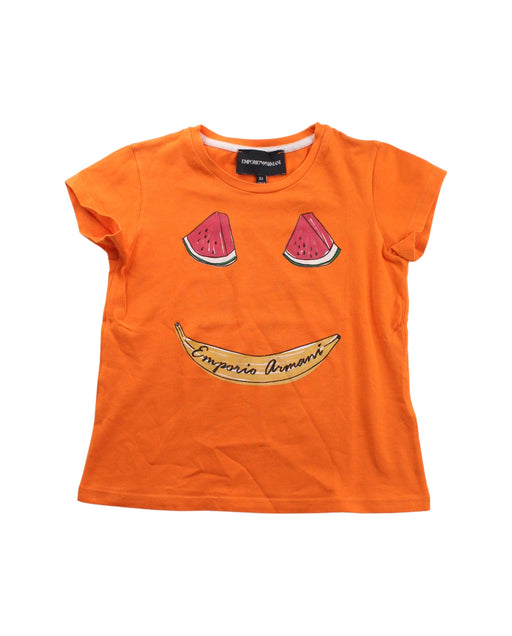 A Orange Short Sleeve T Shirts from Armani in size 6T for girl. (Front View)