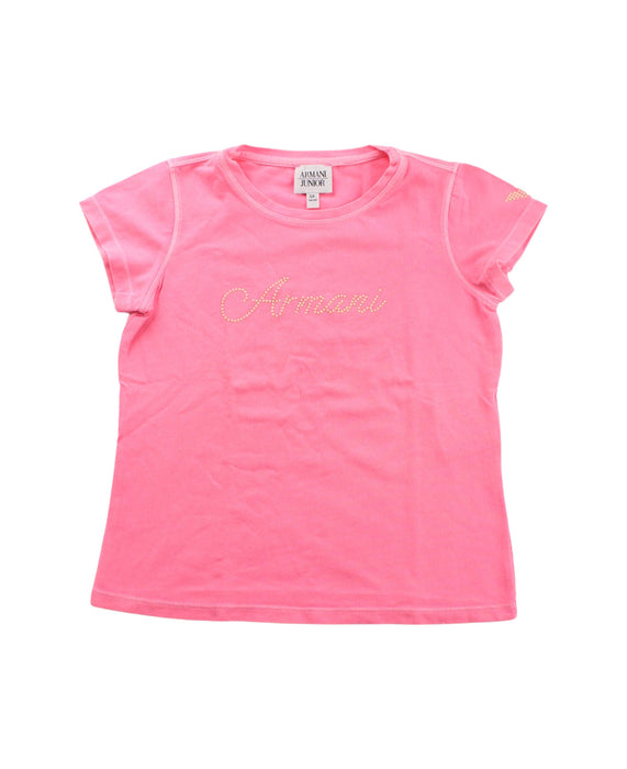 A Pink Short Sleeve T Shirts from Armani in size 6T for girl. (Front View)