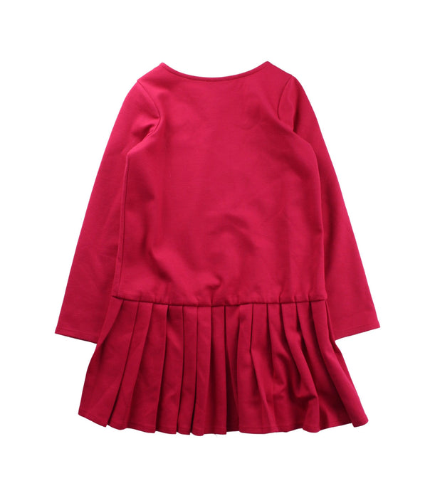 A Red Long Sleeve Dresses from Jacadi in size 6T for girl. (Back View)