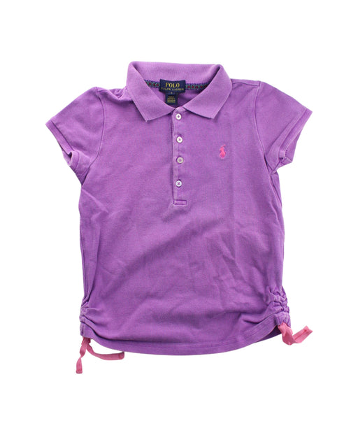 A Purple Short Sleeve Polos from Polo Ralph Lauren in size 6T for girl. (Front View)
