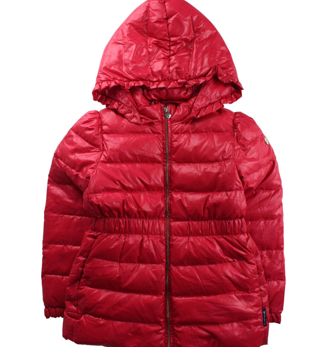 A Red Puffer/Quilted Jackets from Armani in size 6T for boy. (Front View)
