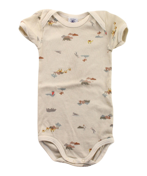 A Beige Short Sleeve Bodysuits from Petit Bateau in size 6-12M for boy. (Front View)