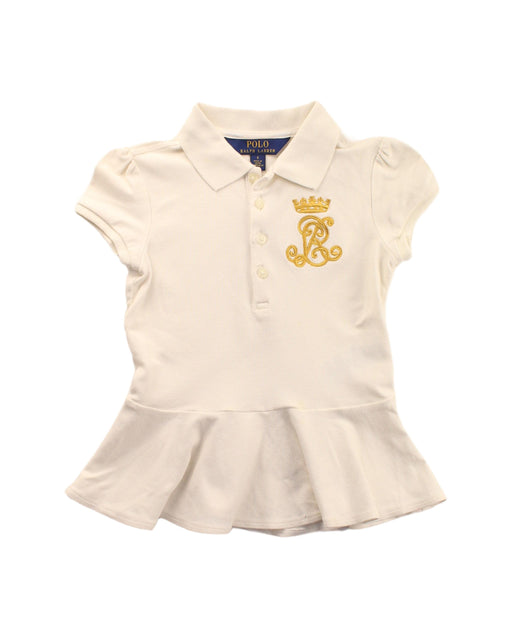 A White Short Sleeve Dresses from Polo Ralph Lauren in size 5T for girl. (Front View)