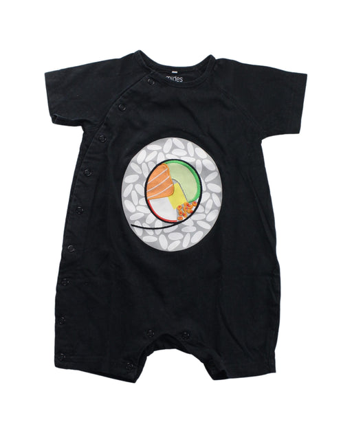 A Black Short Sleeve Rompers from Mides in size 6-12M for boy. (Front View)