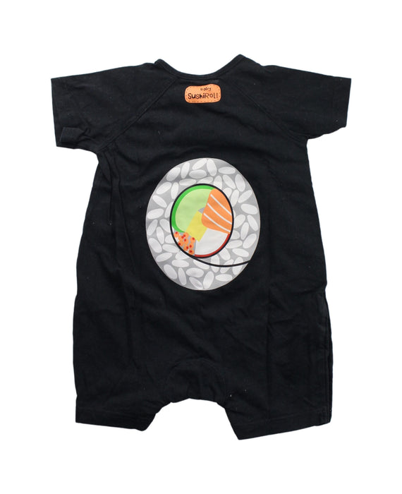 A Black Short Sleeve Rompers from Mides in size 6-12M for boy. (Back View)